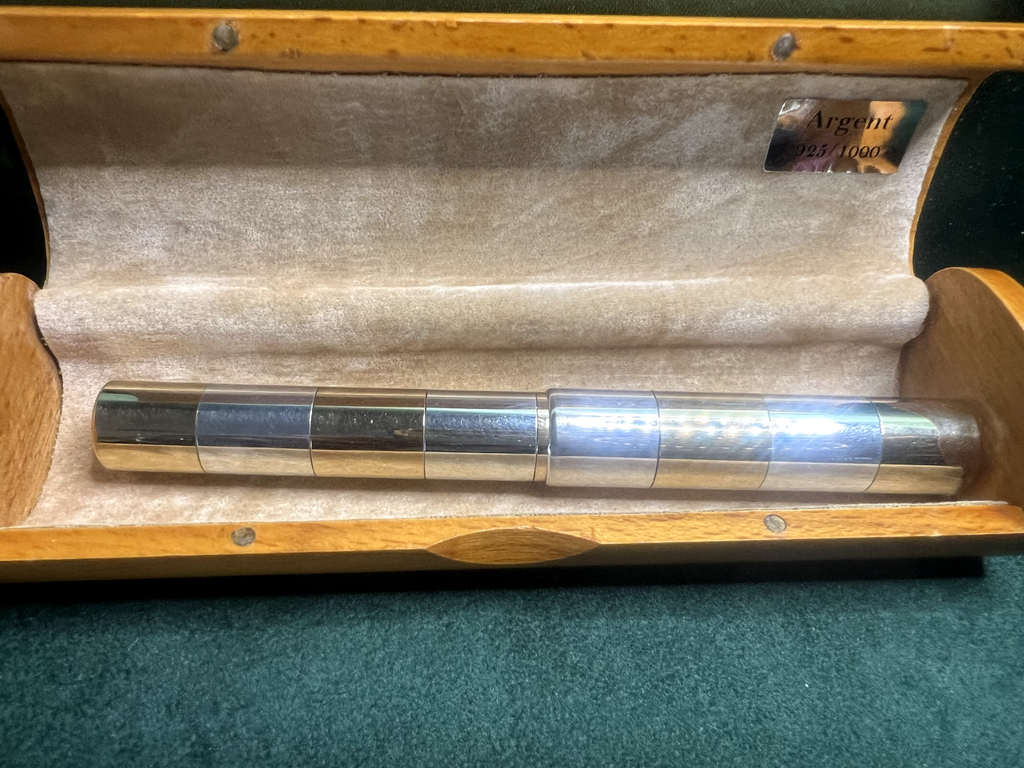 🔴 Seltener, zweifarbiger Kugelschreiber aus massivem 925er Silber mit hohem Gewicht 