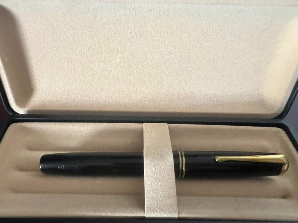 🔴 Penna stilografica celluloide nera pulsante di fondo italiana vintage
