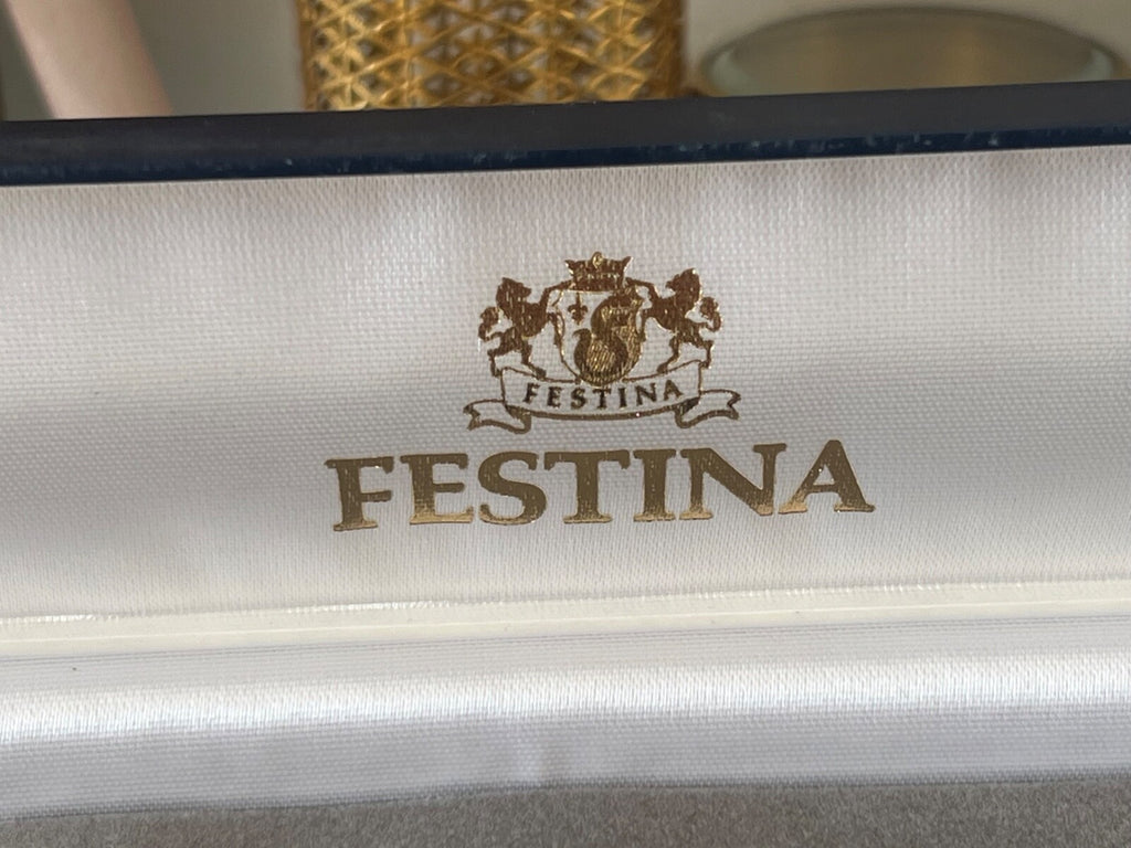 🔴 FESTINA box scatola orologio cofanetto custodia interno floccato bianco BLU