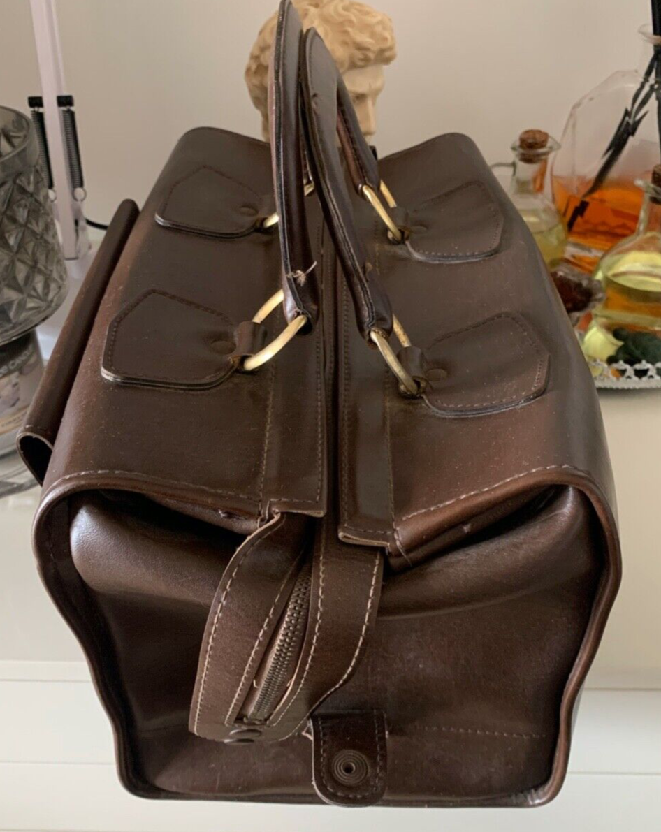 🔴 Borsa DOTTORE marrone in similpelle vintage da collezione