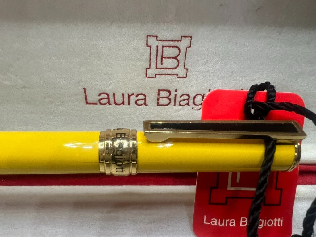 Laura Biagiotti Stylo-Plume Stylo à Plume Laque Jaune Iridium 6 Nouvelle