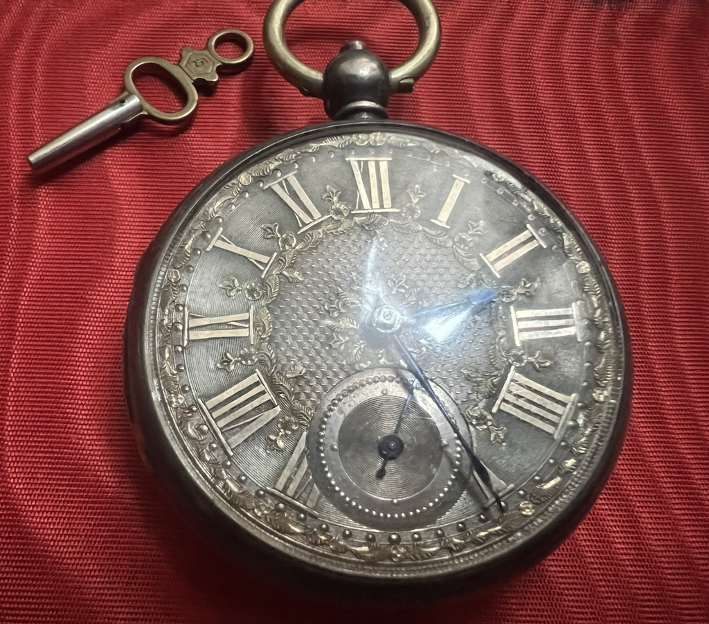 Montre Poche Argent 925 A Cane 3 Charnières Antique Londres 1870 Fonctionne