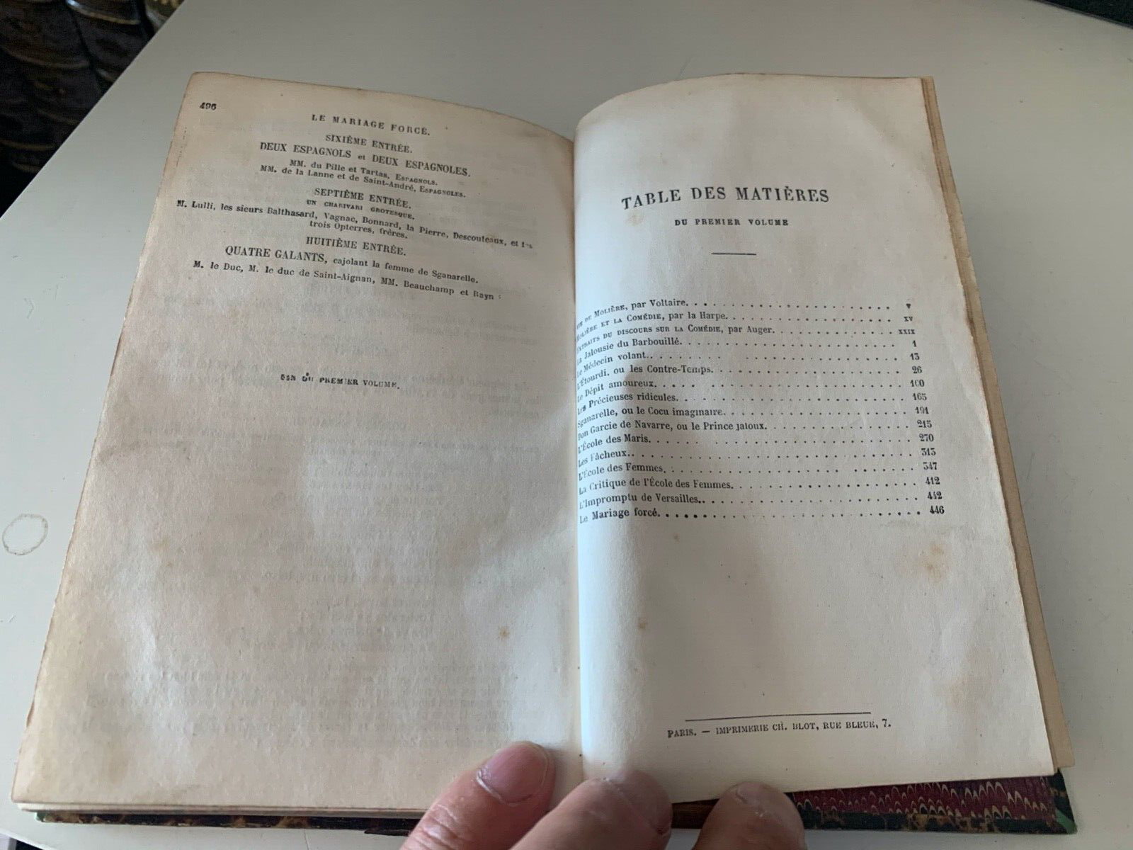 🔴 OUVRES COMPLETES De Moliere 1 volume by Voltaire antique book 1890 