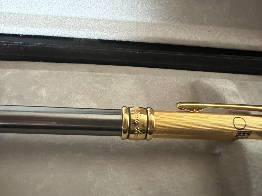 🔴 AURORA penna sfera Magellano lacca canna di fucile e dorata FIGC G