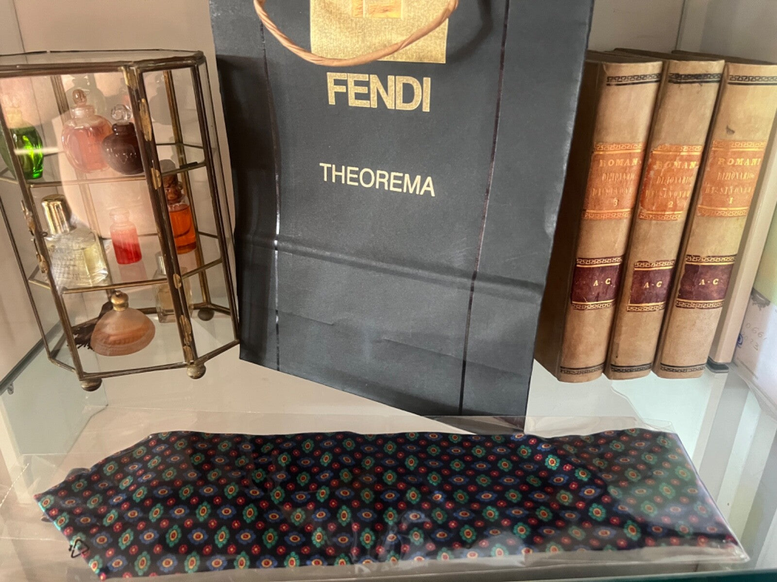 FENDI Cravate Homme Seta Bleue Azzurra Rouge Fleurs Classique Italienne Busta