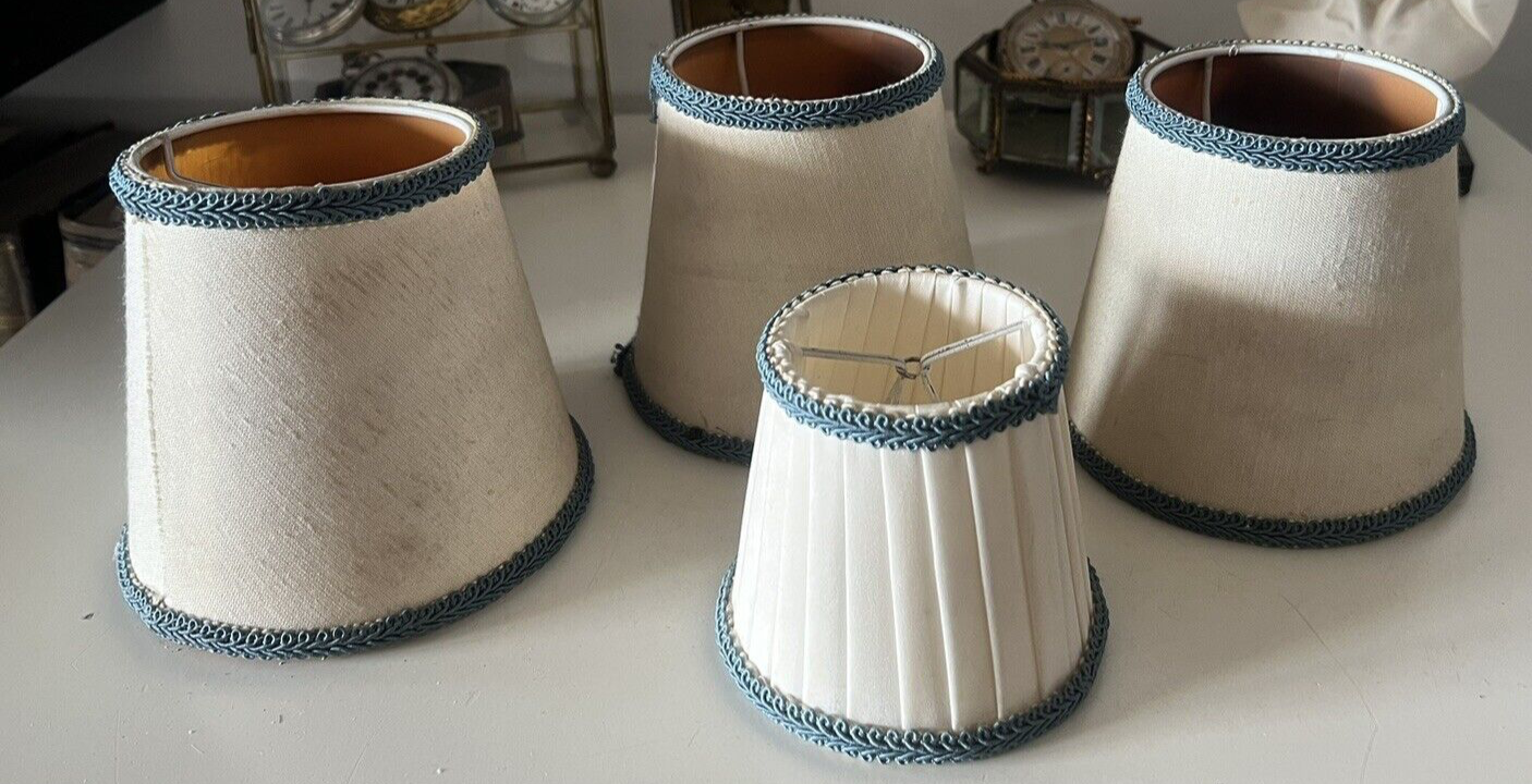 🔴 paralumi PLISSE' per lampada, lume beige campana c 4 PEZZI vintage