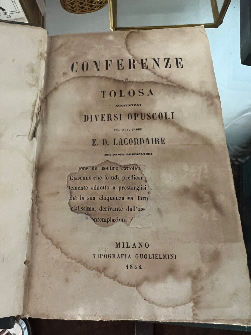 Livre Conférence de Toulouse Père Lacordaire Milano Antique Du 1858