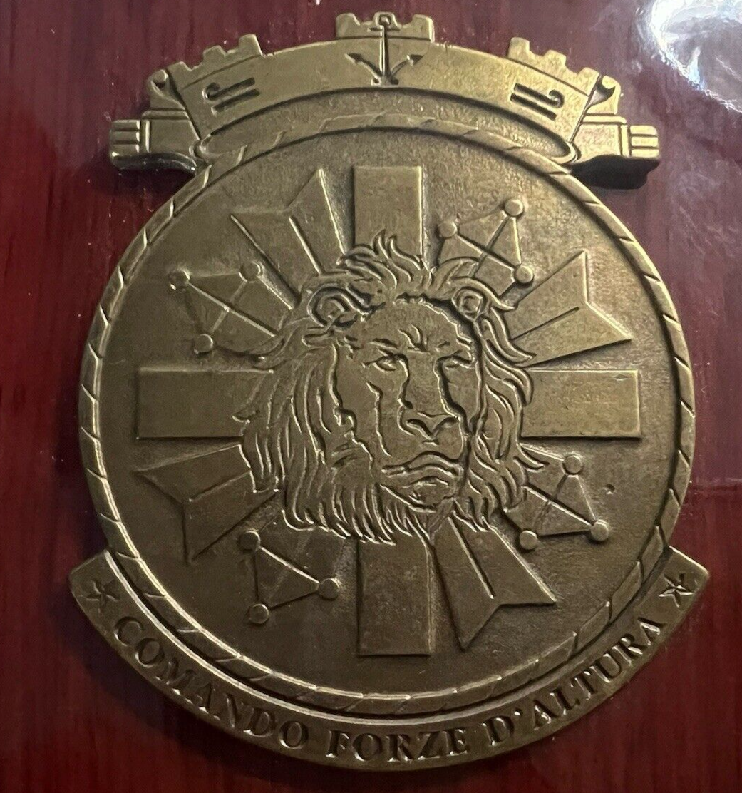 🔴 Crest COMANDO FORZE D'ALTURA scudo legno lucidato e metallo rilievo h 15