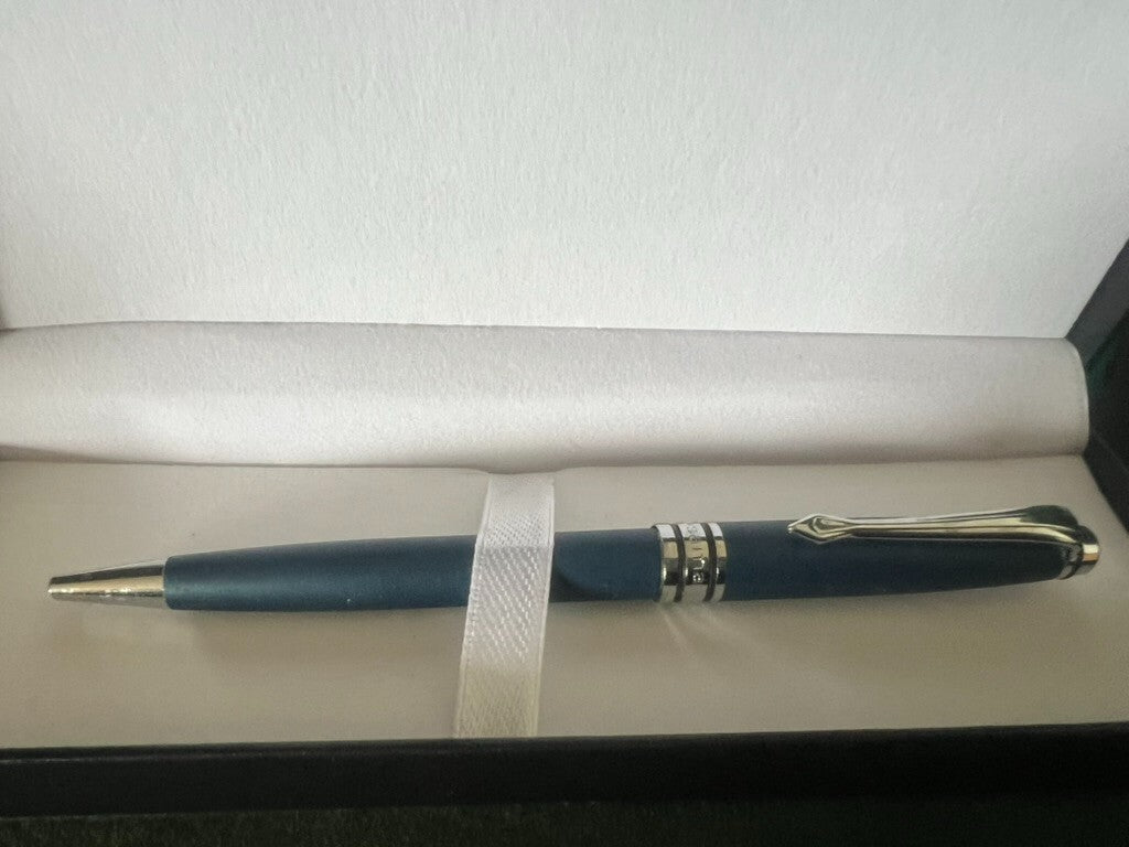 🔴 OSAMA penna sfera lacca blu cromata meccanismo a rotazione scrive