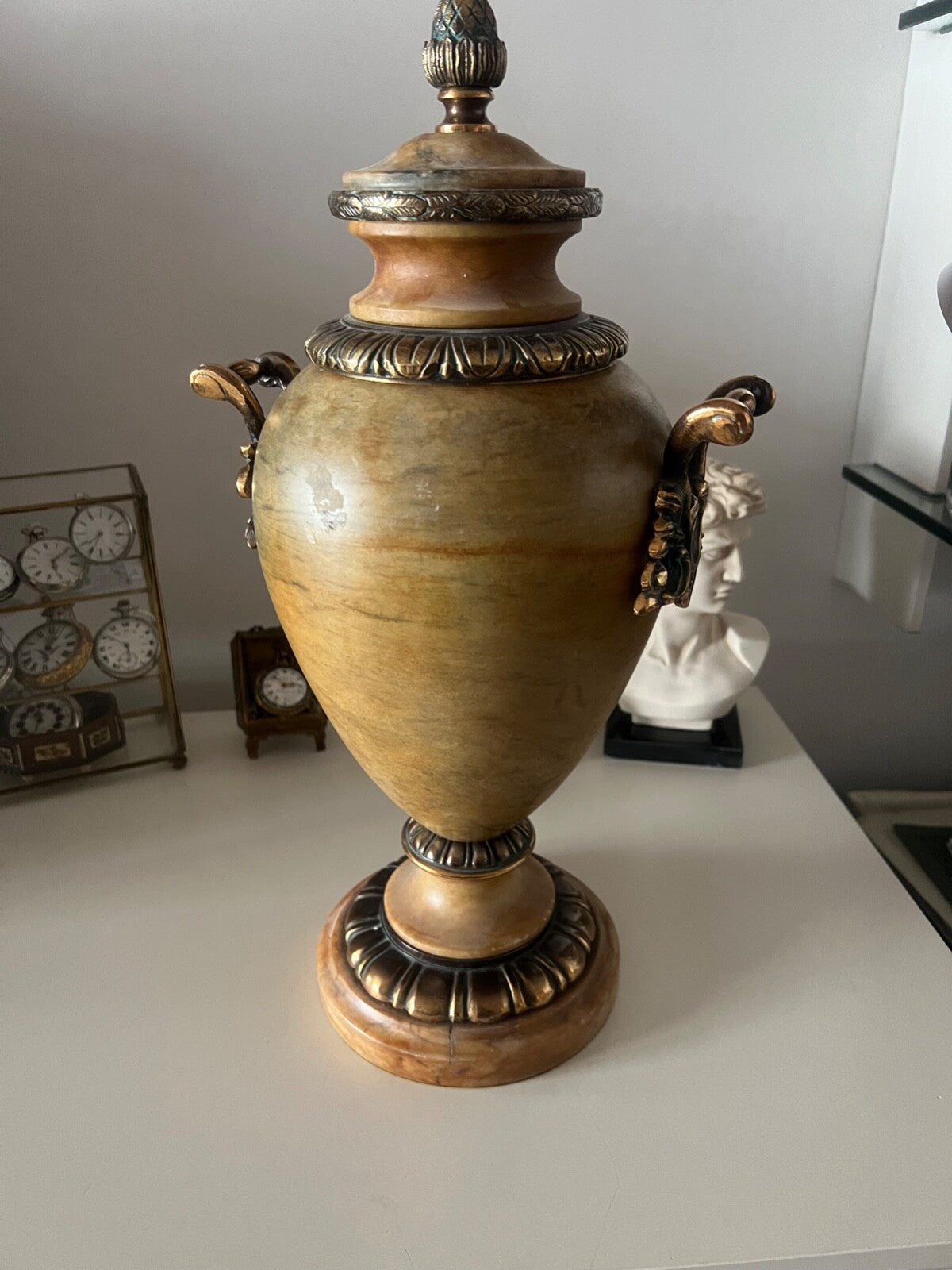 🔴 Anfora ALABASTRO ORIGINALE vaso lume lusso PESO 8 kg grande qualità VINTAGE