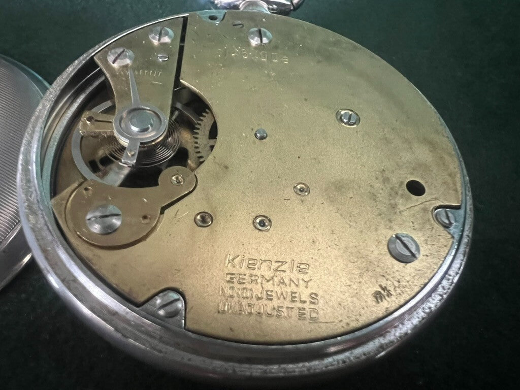 🔴 KIENZLE orologio tasca carica manuale cromato funziona vintage anni 1970