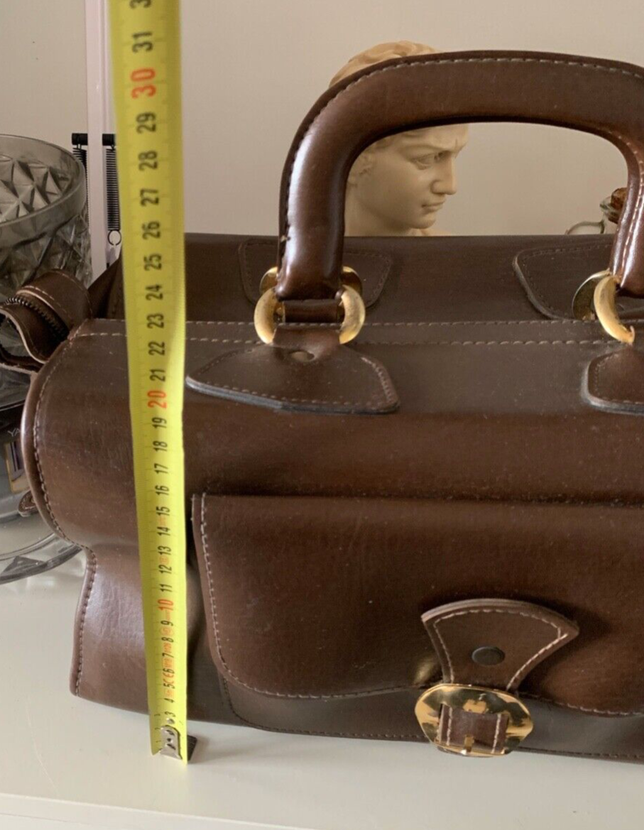 🔴 Borsa DOTTORE marrone in similpelle vintage da collezione