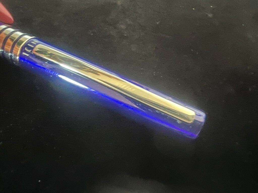 Niji Stylo-Plume Sphère Bleu Transparent Profiles Chrome Écrit Avec Trousse 