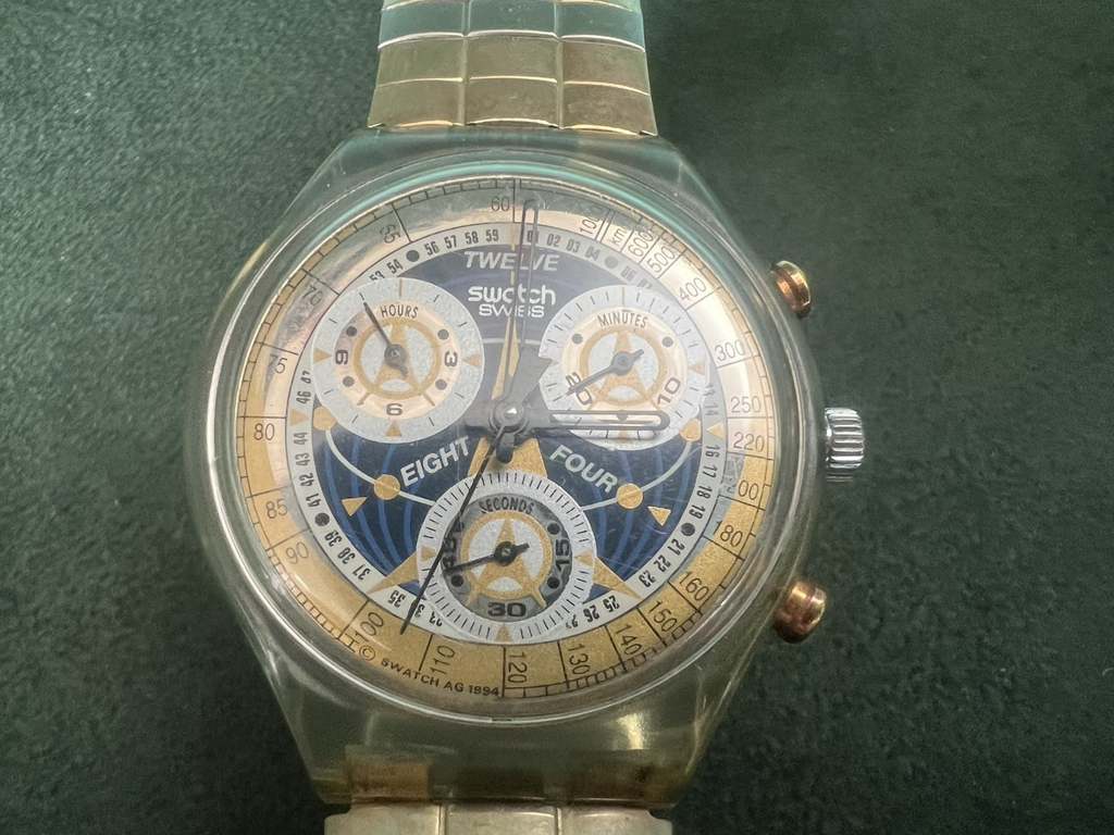 🔴 SWATCH orologio polso chrono LA REINE prochaine quarzo cinturino a molla