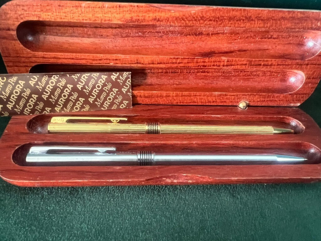 Aurora Penne Sphère Marco Polo Chrome Et Or They write 2 pens 