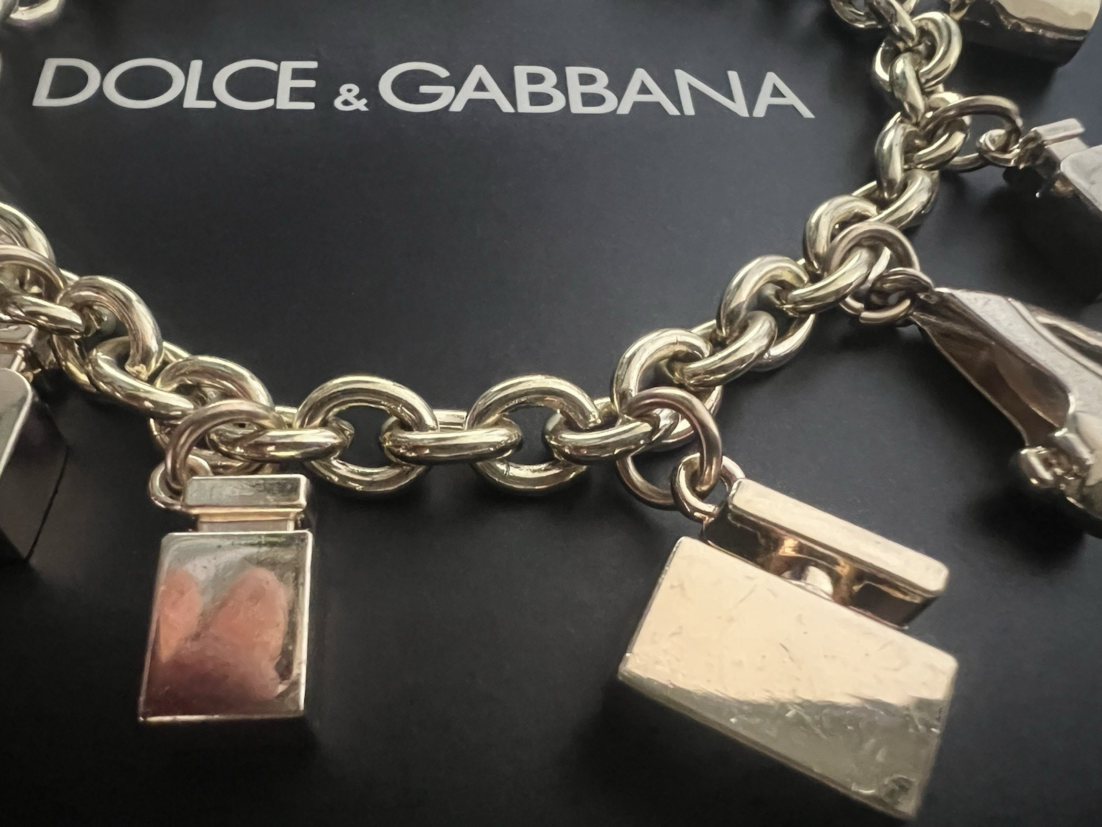 Dolce & Gabbana Bracelet Charm Jewel Steel Golden With Hanging Iconici