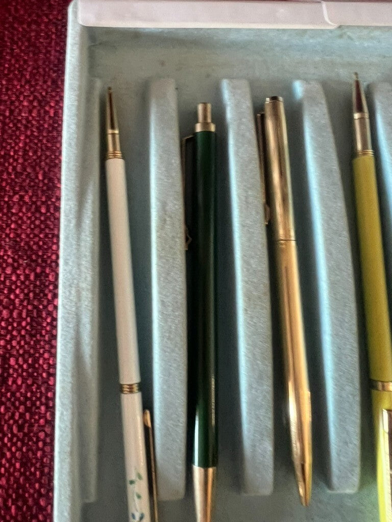 🔴 Penne sfera lacca verde gialla bianca dorata LOTTO 6 PENNE vintage 1970