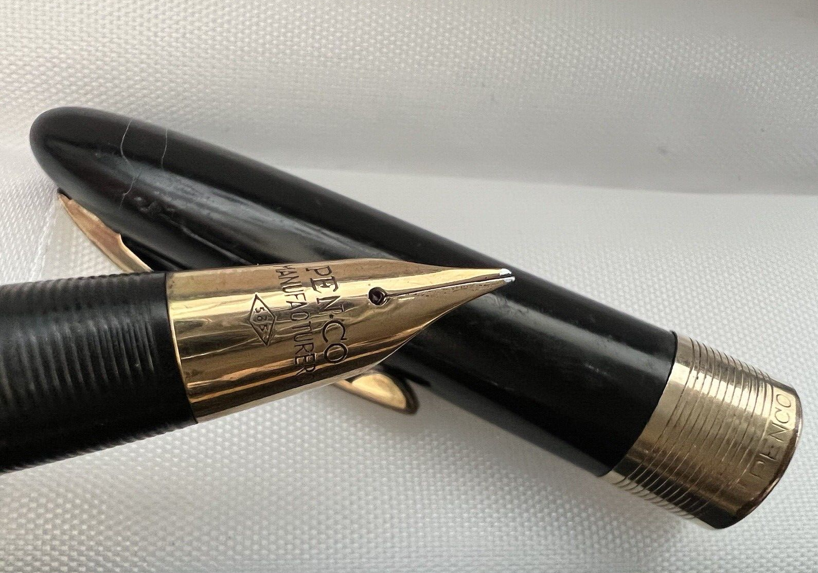 Pen Co Stylo-Plume Stylo à Plume de Diamant Or 14 KT Vintage Penco B