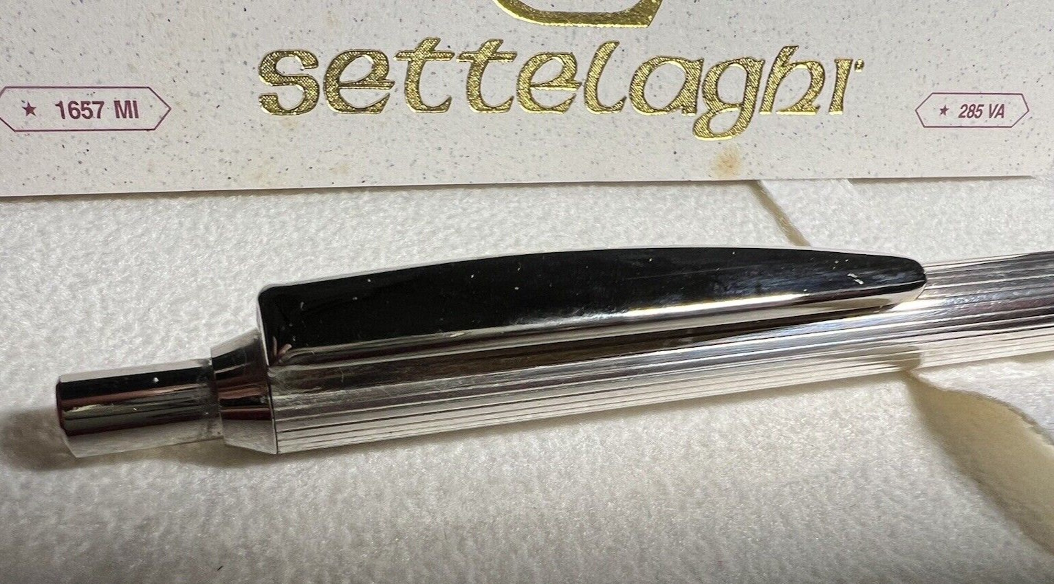 🔴 SETTELAGHI penna sfera ARGENTO 925 MASSICCIO righe scrive scatola garanzia 6