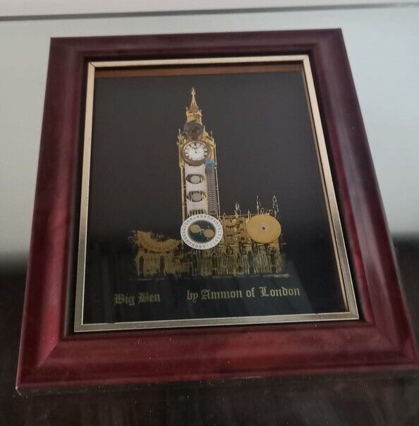 🔴 BIG BEN authentic clock mechanisms with batteries and spiral in a 17x21 cm frame 