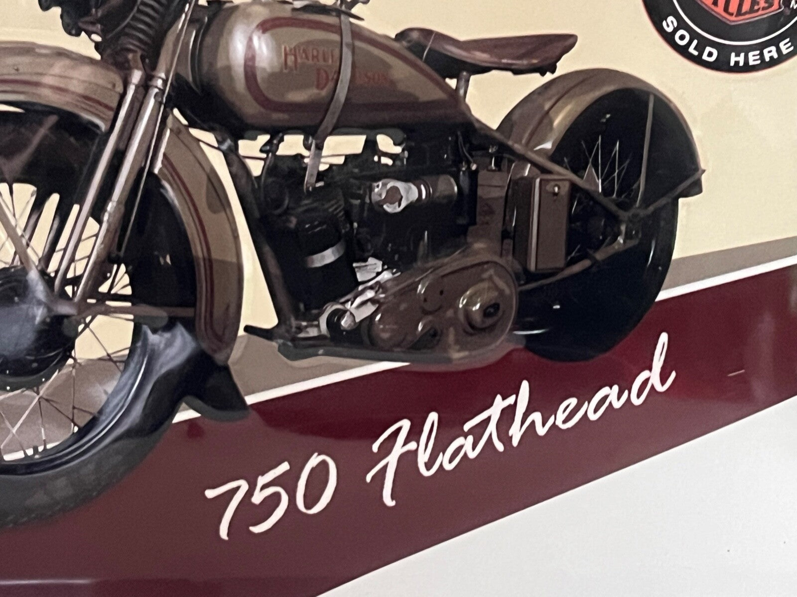 🔴 HARLEY DAVIDSON 750 Hathead targa, pubblicità display latta vetrina vintage