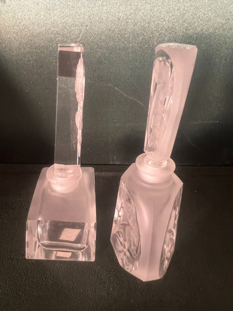 Thème Porte- Parfum Essenza Verre Bord Biseauté Rose Marguerite h11,5 Wc 2 Pcs 
