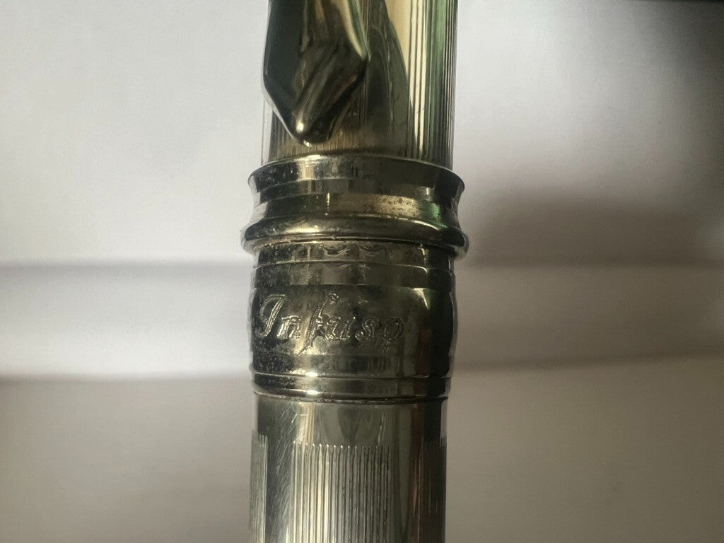 🔴 INFUSO penna sfera ARGENTO MASSICCIO 925 millerighe clip stilizzata mini