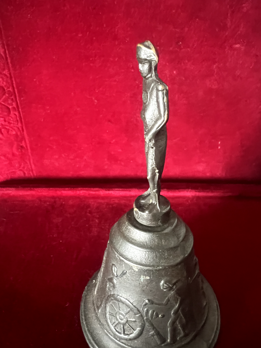 🔴 CAMPANELLO campanella campana metallo bronzo statua Napoleone h 12 cm vintage