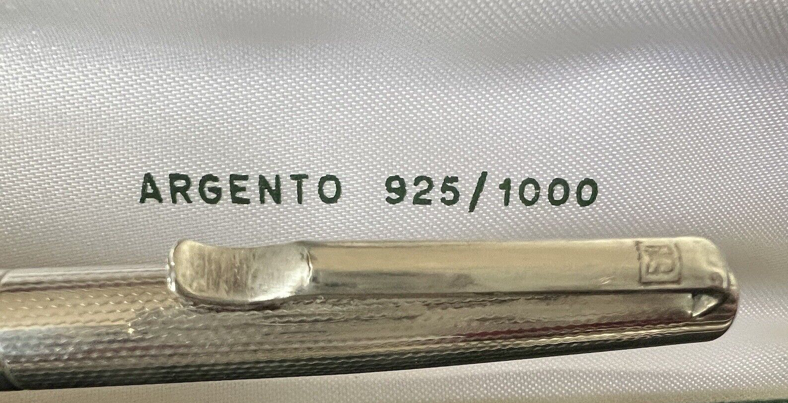 🔴 Kugelschreiber aus massivem 925er Silber, Wellenmuster, Basrelief, Guilloche-Muster, Vintage, 10