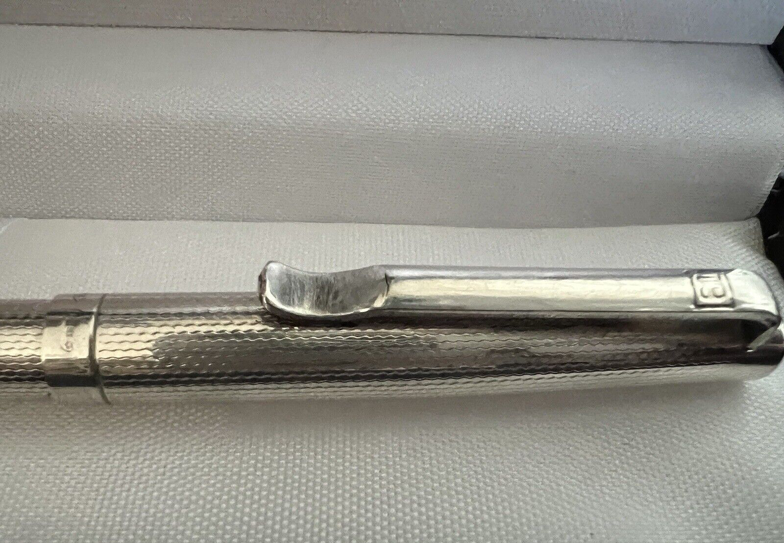 🔴 Kugelschreiber aus massivem 925er Silber, Wellenmuster, Basrelief, Guilloche-Muster, Vintage, 10