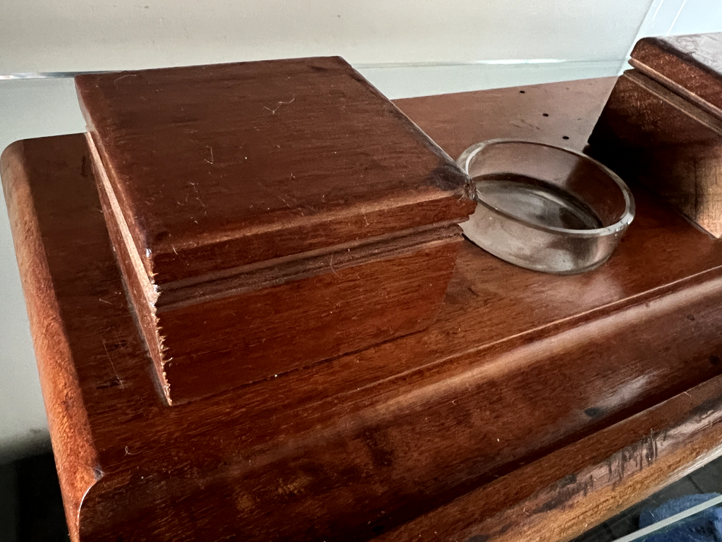 Encrier Stylo-Plume Stylo à Plume Sphère Bois Massif de Bureau L 31 CM Vintage