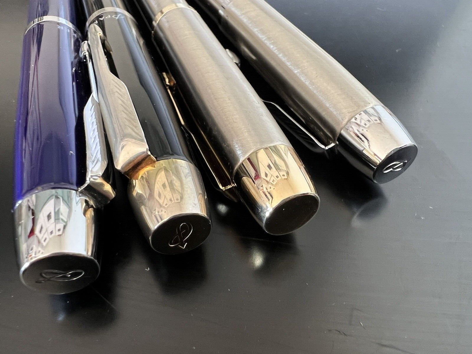 Parker Penne Sphère Et Stylo à Plume Im Laque Noir-Bleu Chrome 4 Scrivono