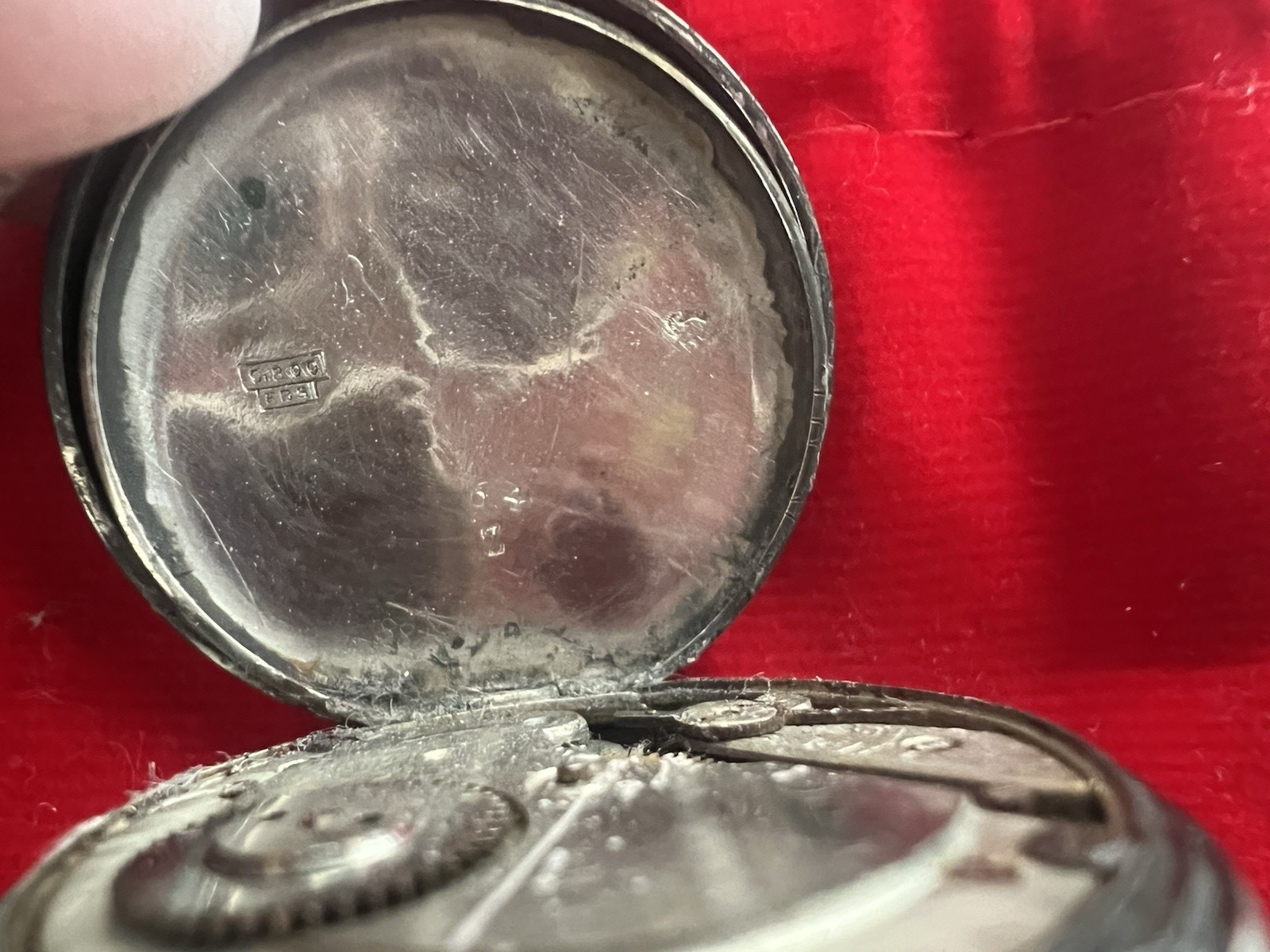 🔴 Orologio tasca ARGENTO 800 donna da revisionare parti vintage cilindri 5