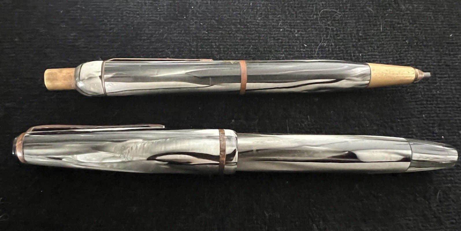 🔴 SILPA penna stilografica CELLULOIDE pennino ORO e Matita meccanica ANTICHE 30