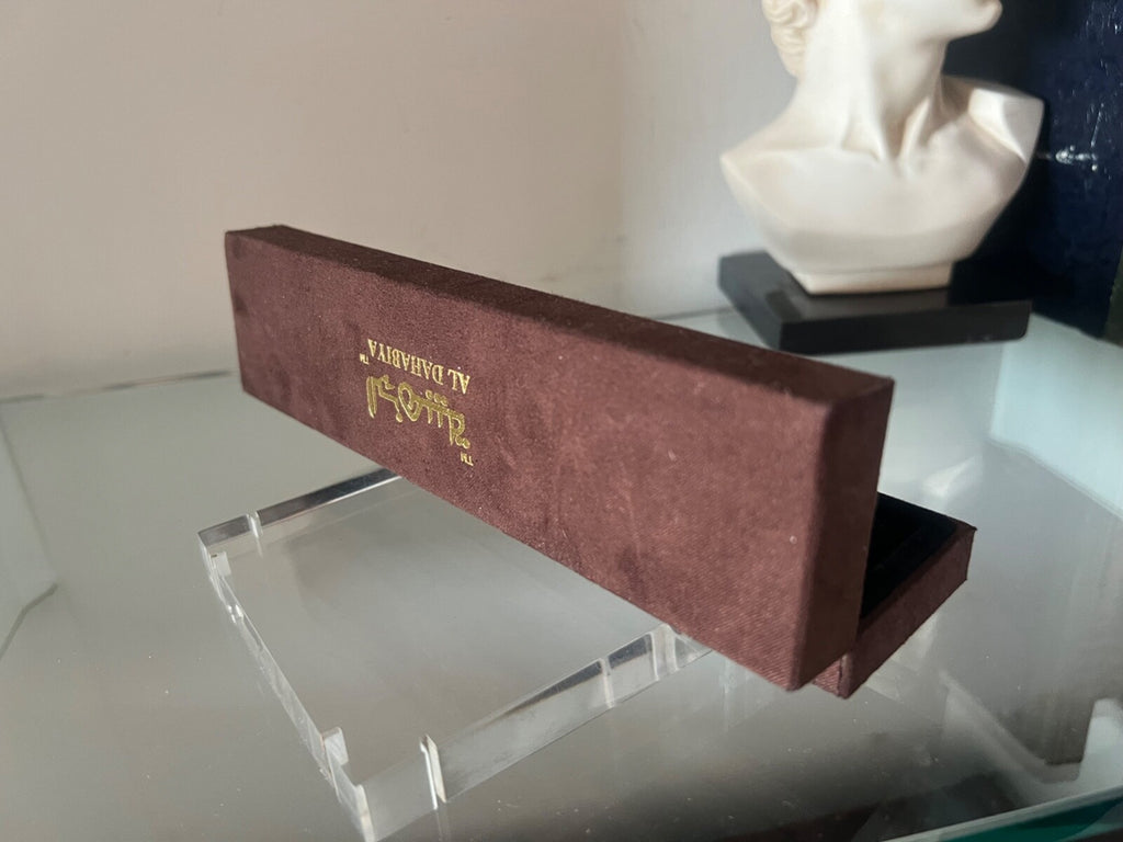 Al Dahabiya Boîte Armband Bijou Marron Floqué Écrites Dorées 