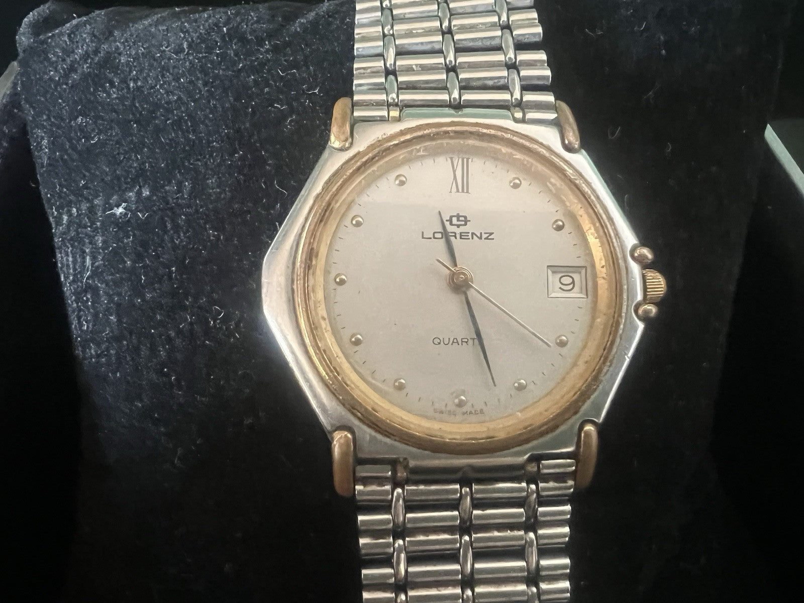 🔴 LORENZ orologio uomo al quarzo acciaio e laminato funziona vintage