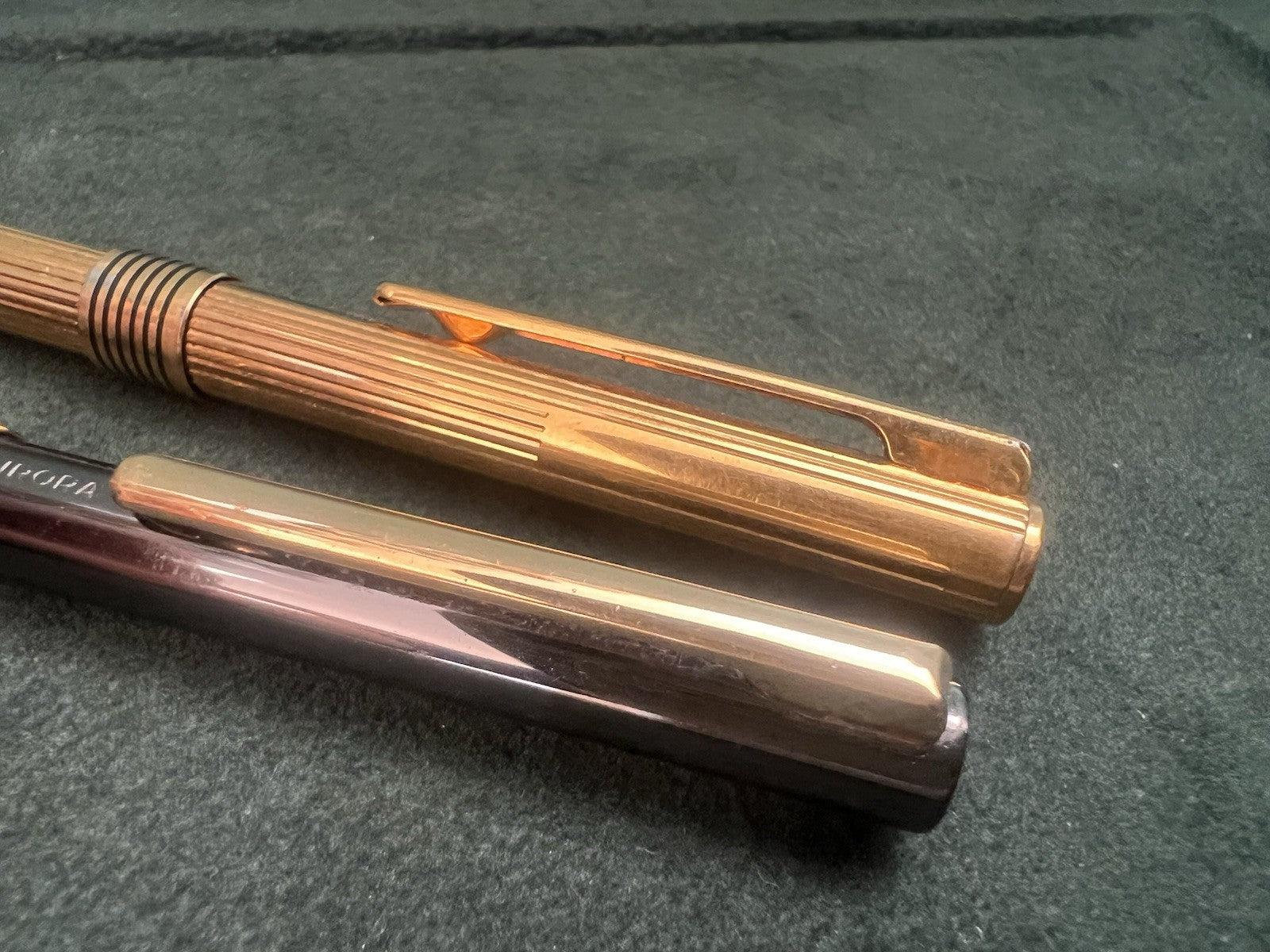AURORA Golden Ballpoint Pens And Gunmetal Write 2 PENS 
