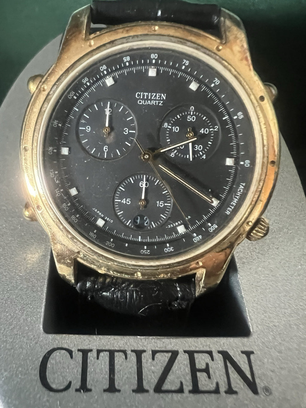 🔴 CITIZEN cronografo orologio uomo 3560-Y59308 laminato nero quarzo