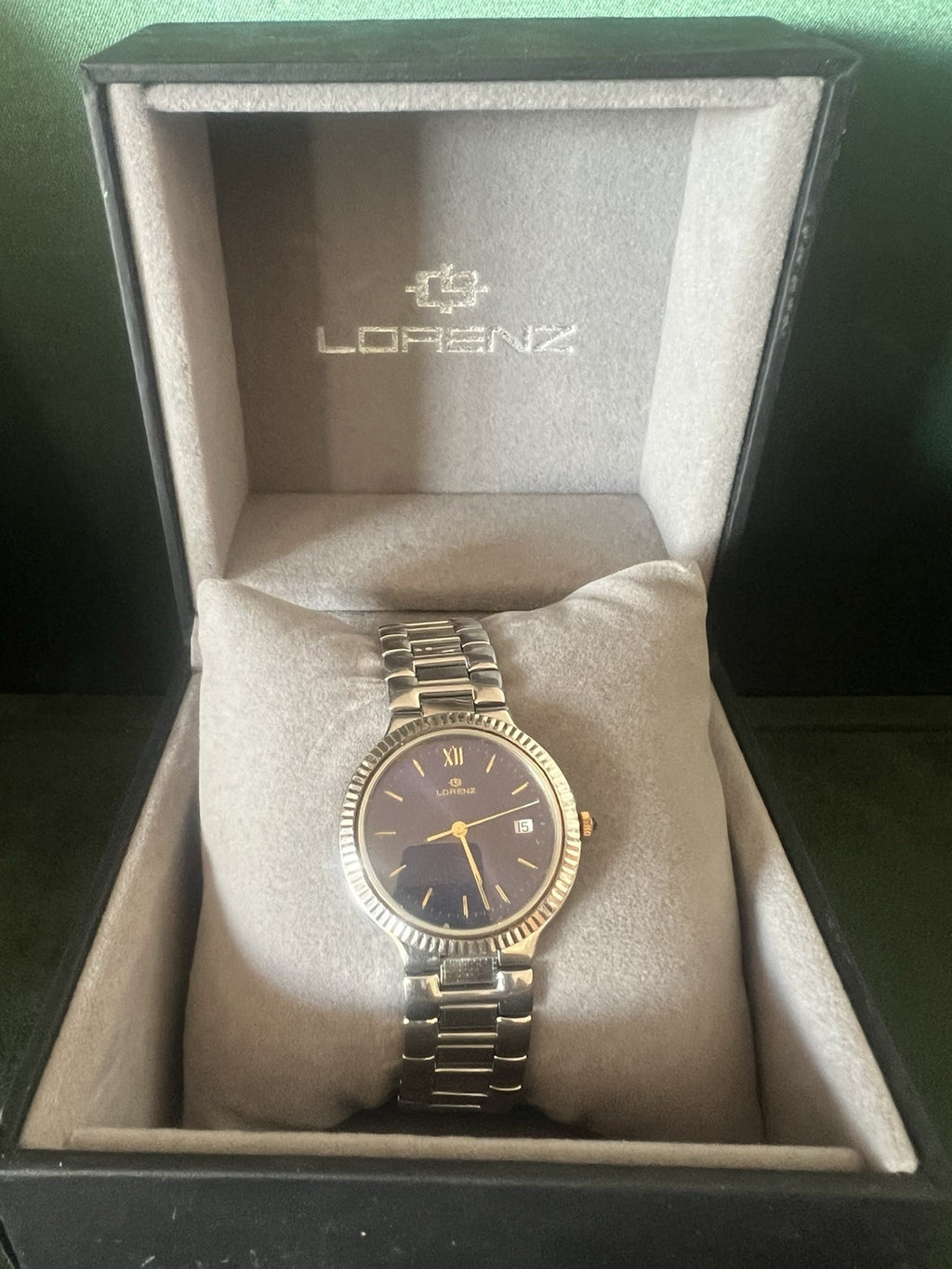 🔴 LORENZ orologio uomo quarzo 14560 blu cassa acciaio corona zaffiro cabochon