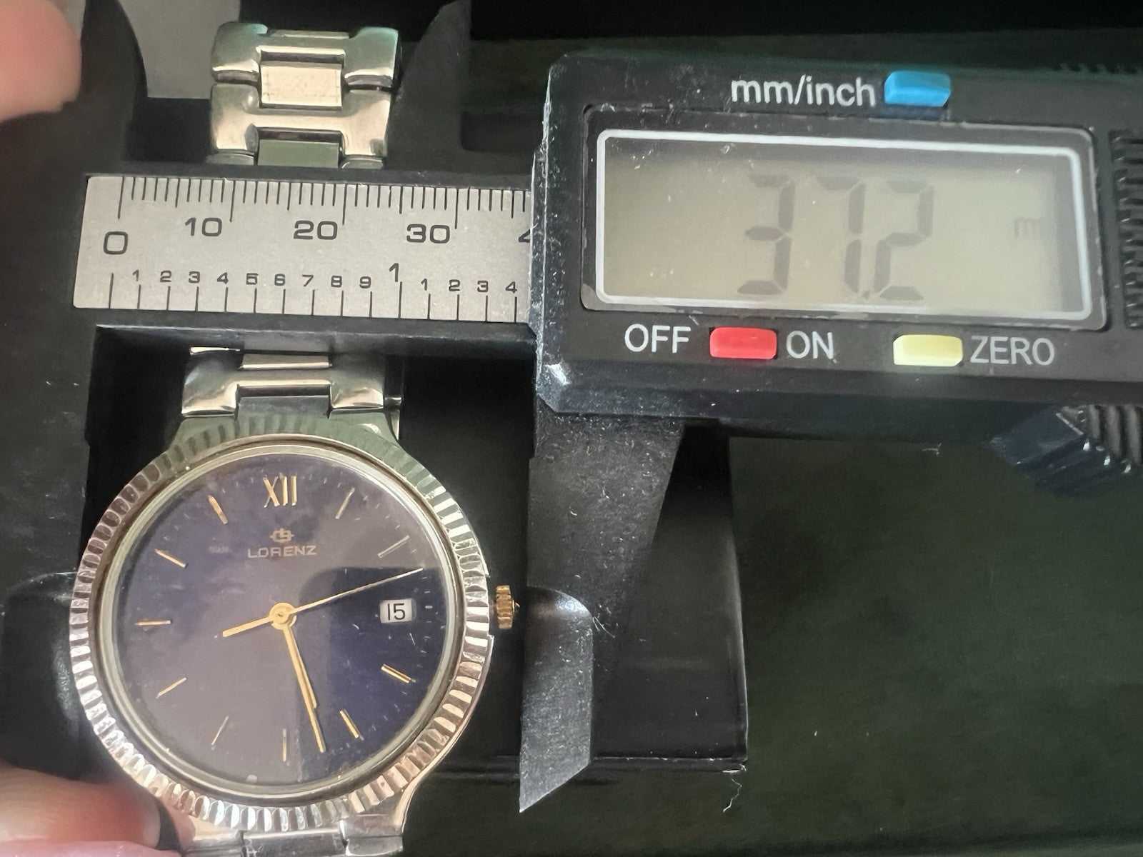 🔴 LORENZ orologio uomo quarzo 14560 blu cassa acciaio corona zaffiro cabochon