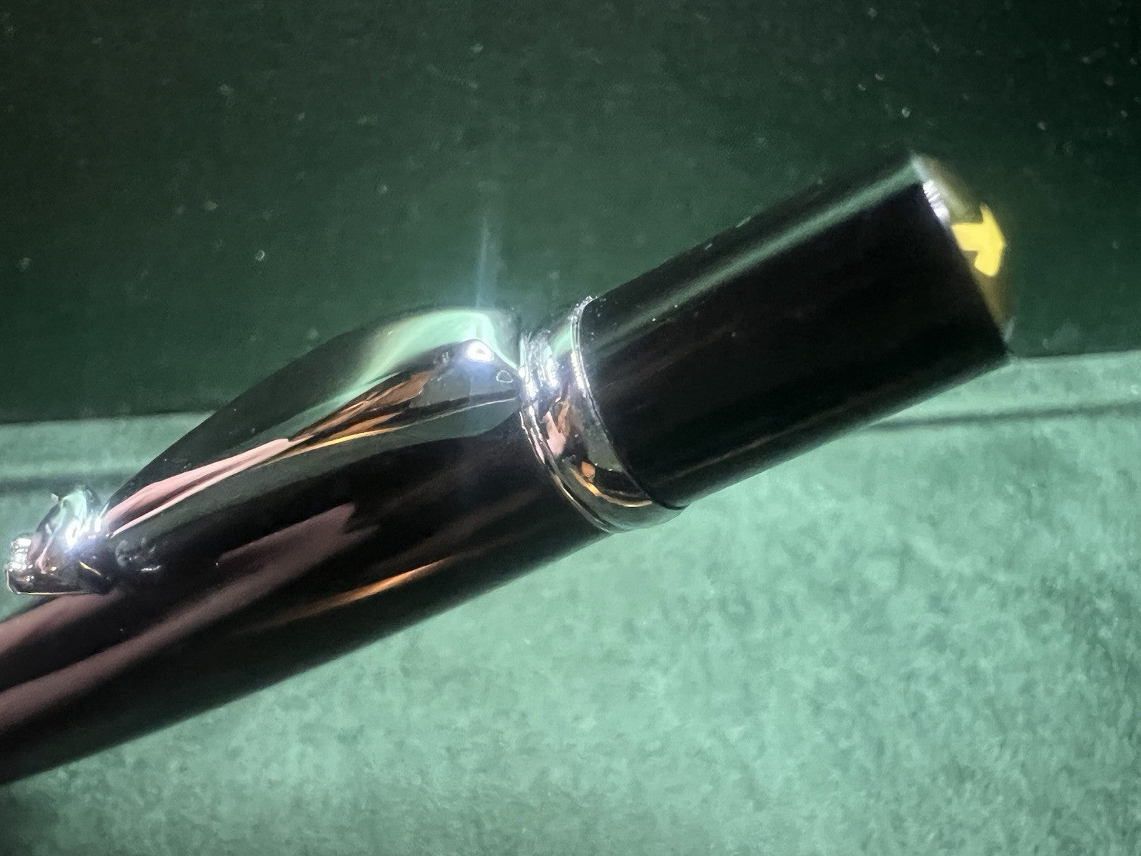 Zoppini Stylo-Plume Sphère Laque Noire Profils Chrome Avec Pierre Coeur Etui