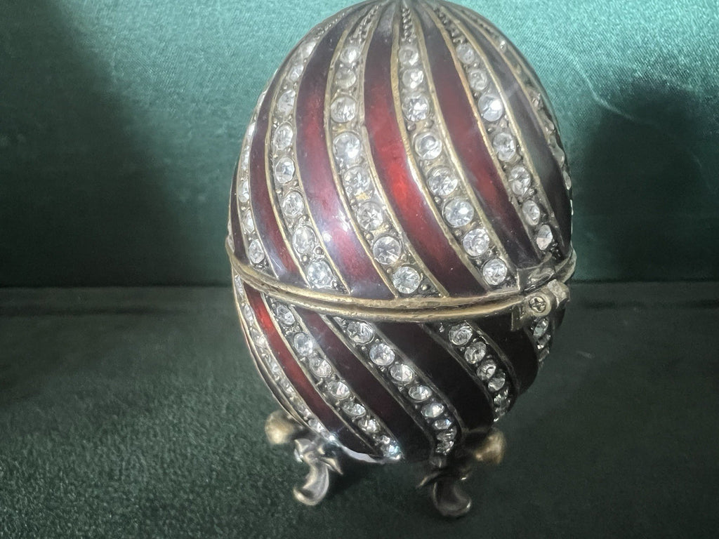 🔴 FABERGE uovo ceramica bronzo ROYAL FAMILY con pietre brillantini