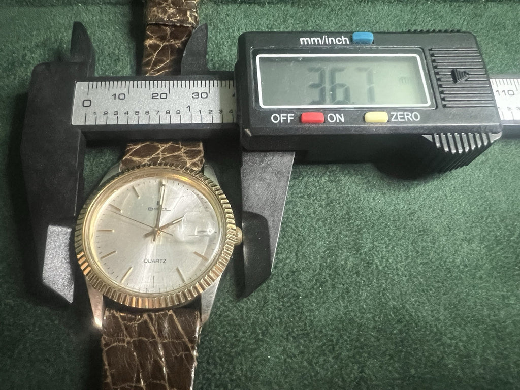 🔴 BREIL orologio uomo quarzo acciaio ghiera dorata quadrante argentato vintage