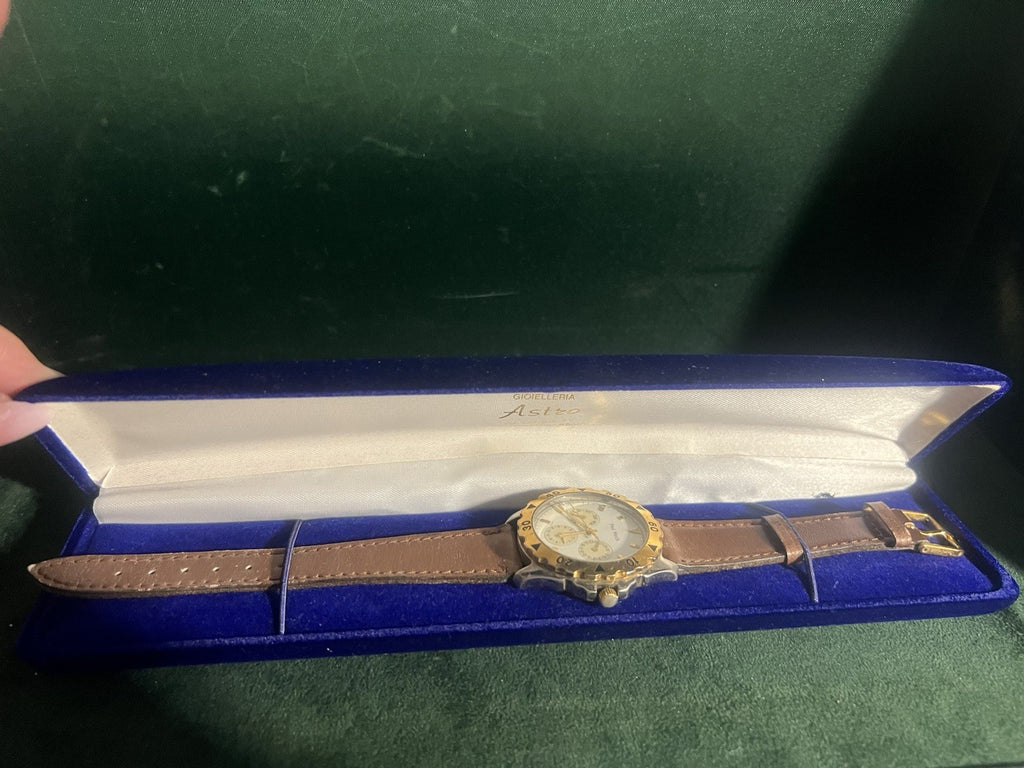🔴 PAUL WATCH cronografo uomo OVERSIZE acciaio ghiera placcata 5 ATM vintage