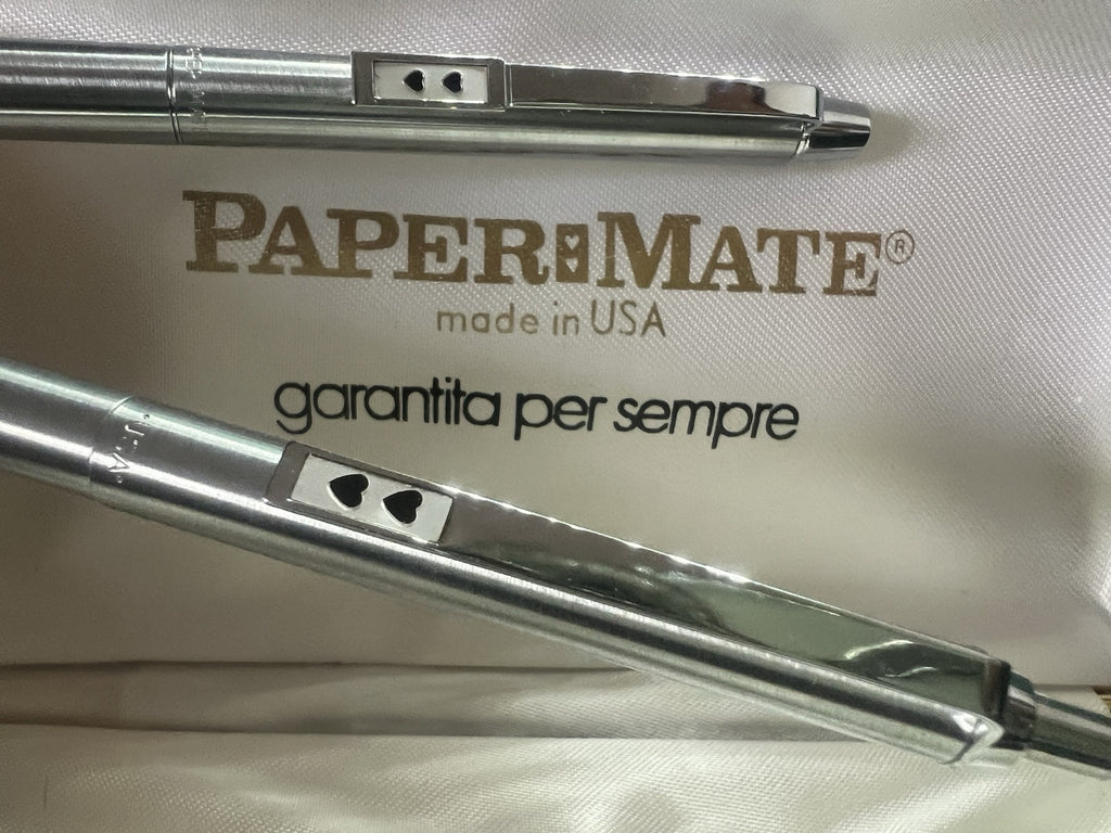 Papermate Stylo-Plume Et Crayon Mécanique Métal Scrigno Avec Trousse Vintage 
