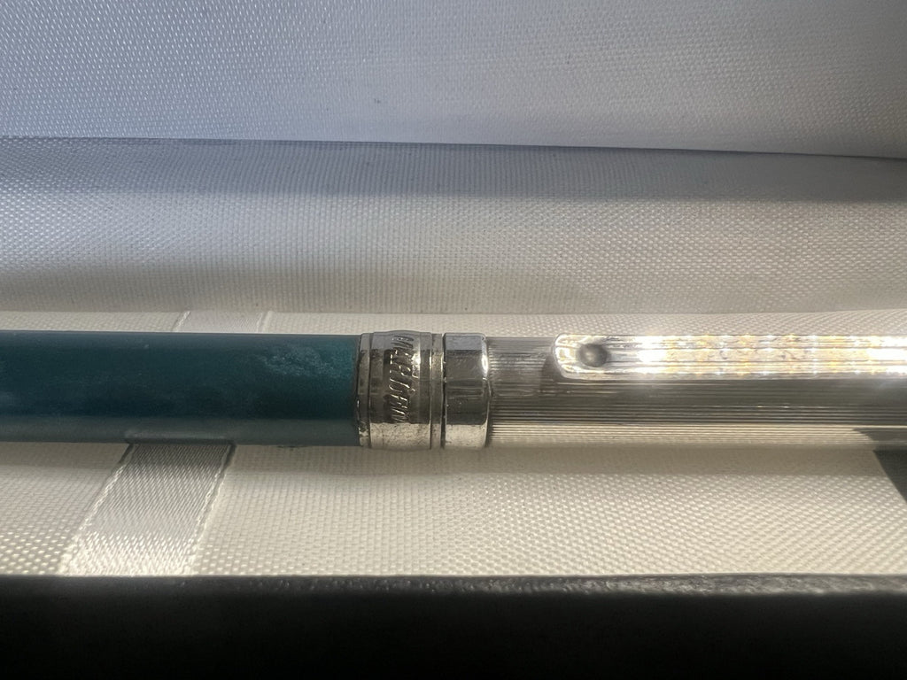 Marlen Stylo-Plume Sphère Argent 925 Et Vert Écrit Vintage