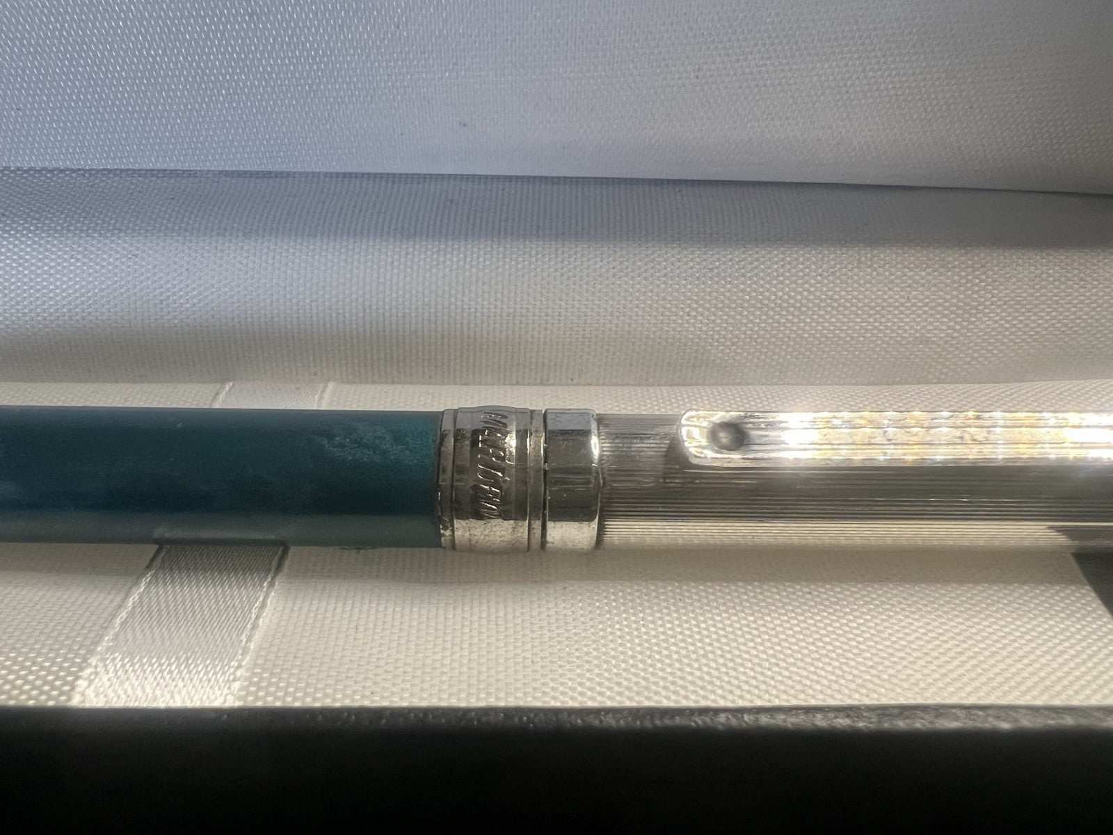 Marlen Stylo-Plume Sphère Argent 925 Et Vert Écrit Vintage