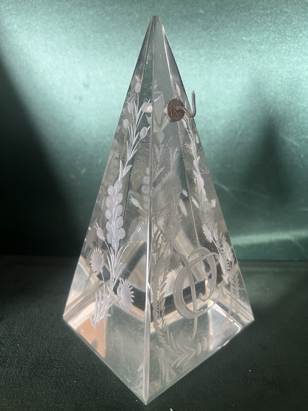 🔴 Espositore OROLOGIO tasca piramide di CRISTALLO cesellato a mano vintage