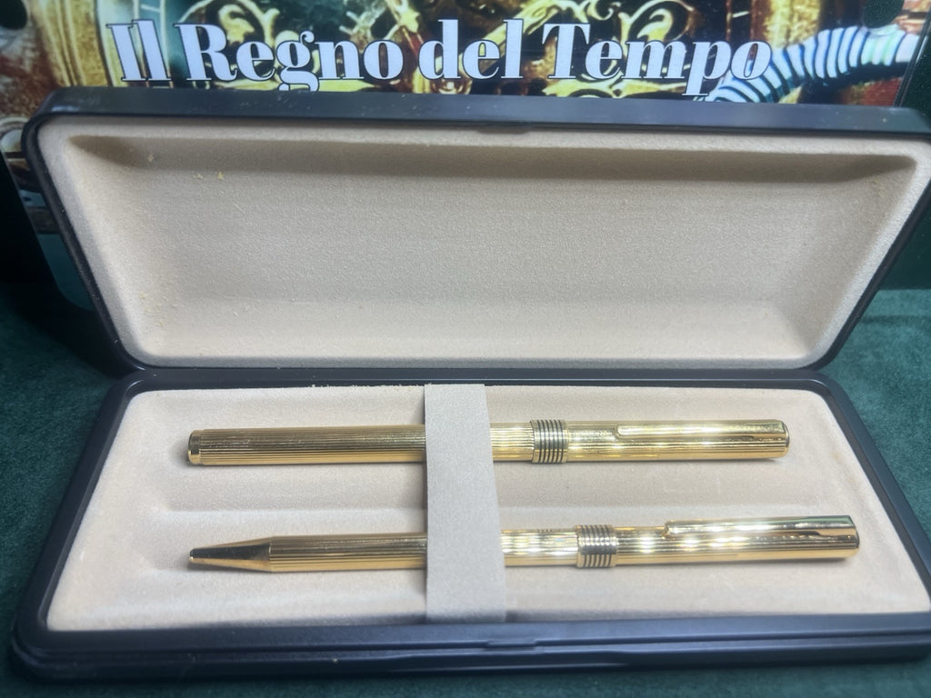 🔴 AURORA gold-plated fountain pen and ballpoint pen, never inked nib 