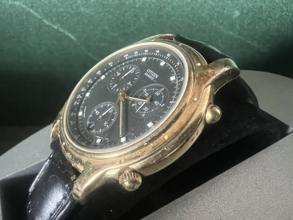 🔴 CITIZEN cronografo orologio uomo 3560-Y59308 laminato nero quarzo